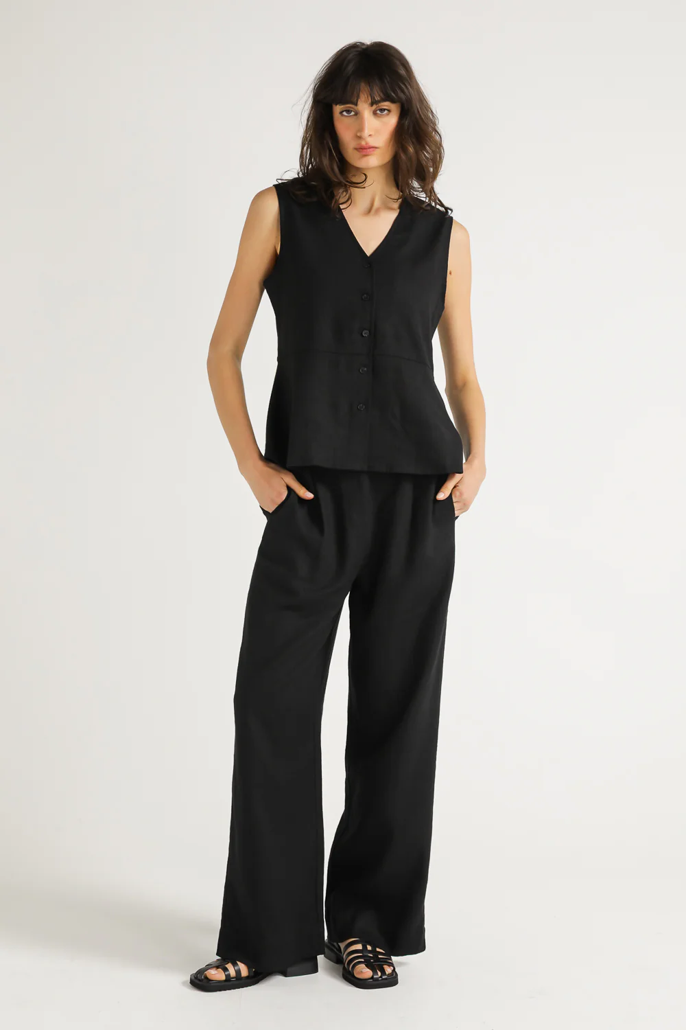 Linen Blend Wide Leg Pants - Image 5