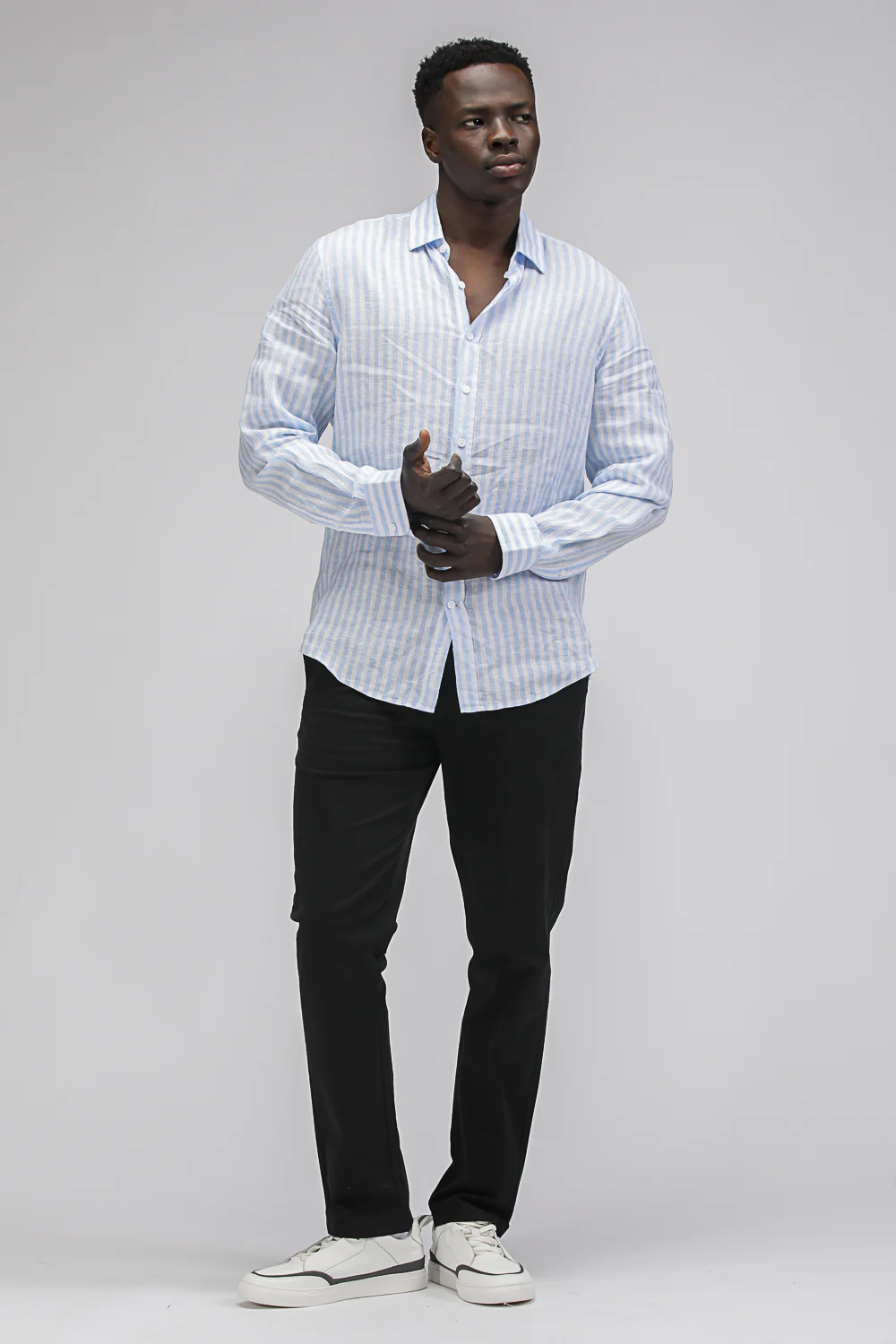 Striped Linen Button Down Shirt - Image 2