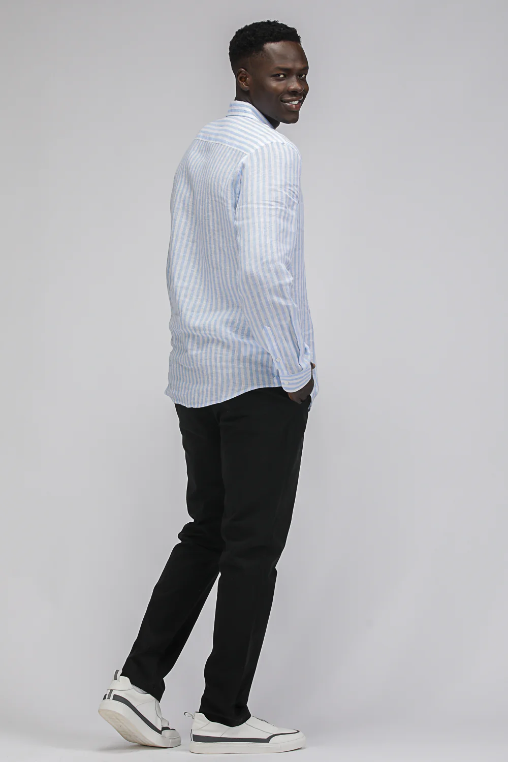 Striped Linen Button Down Shirt - Image 5