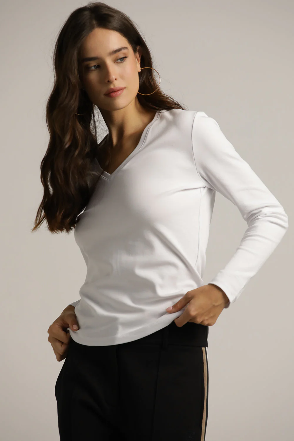 Long Sleeve V Neck T Shirt - Image 4