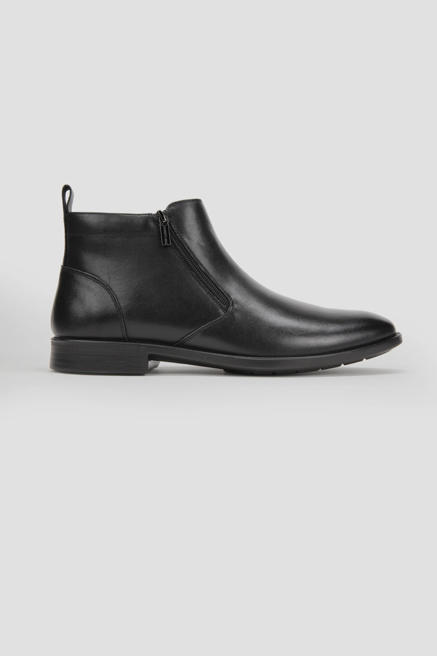 Leather Double Zip Ankle Boots