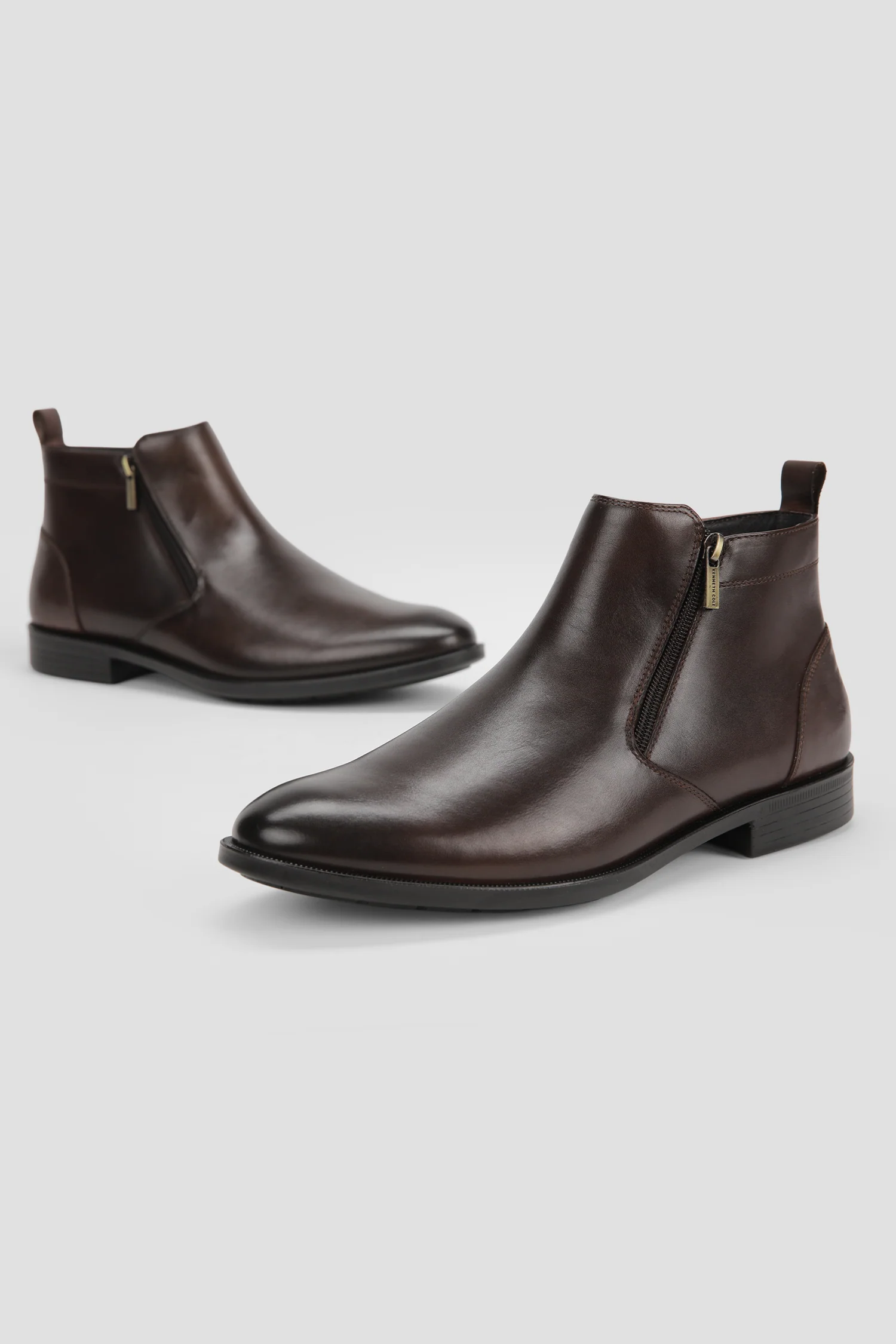 Leather Double Zip Ankle Boots - Image 10