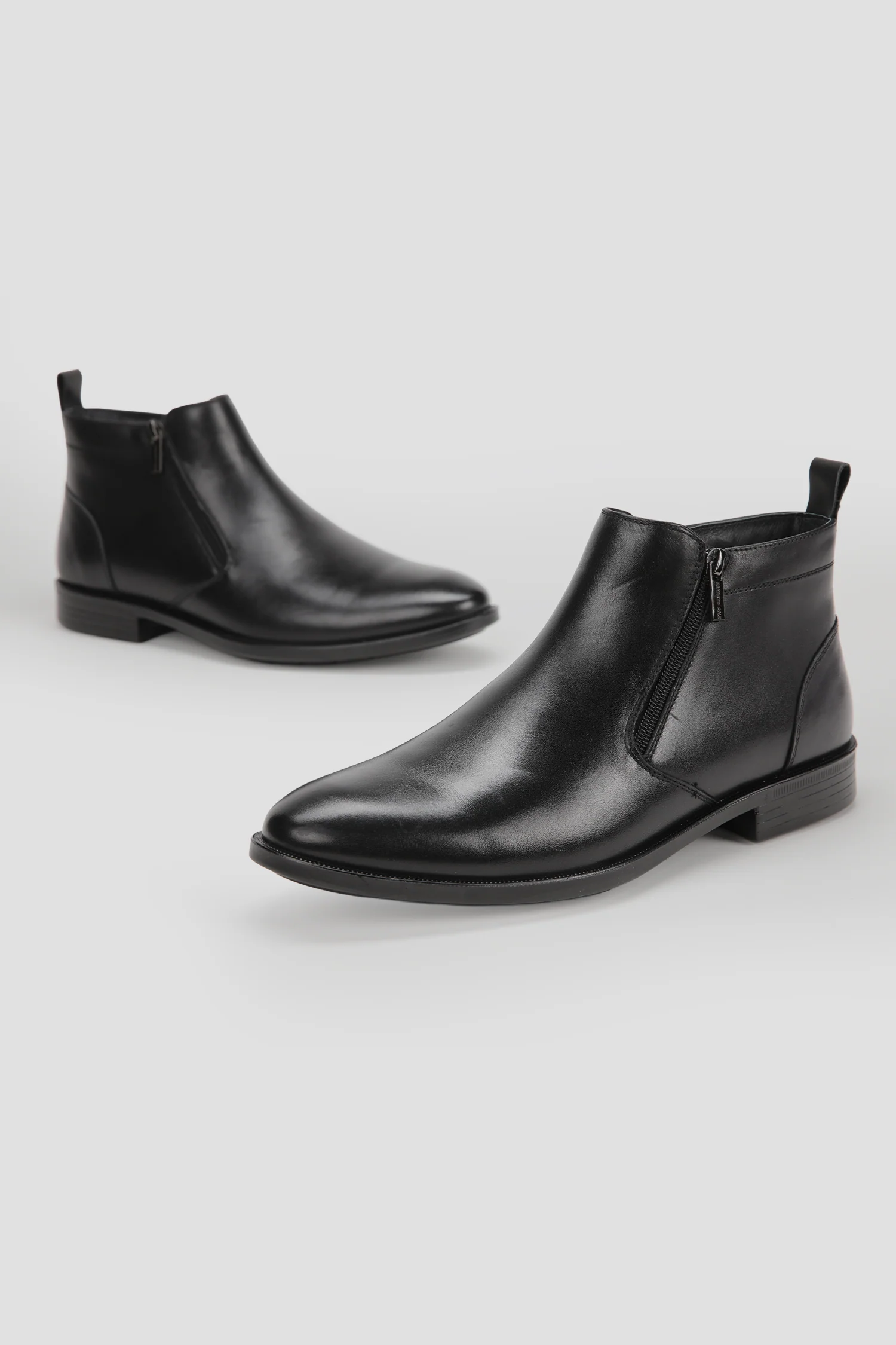 Leather Double Zip Ankle Boots - Image 6