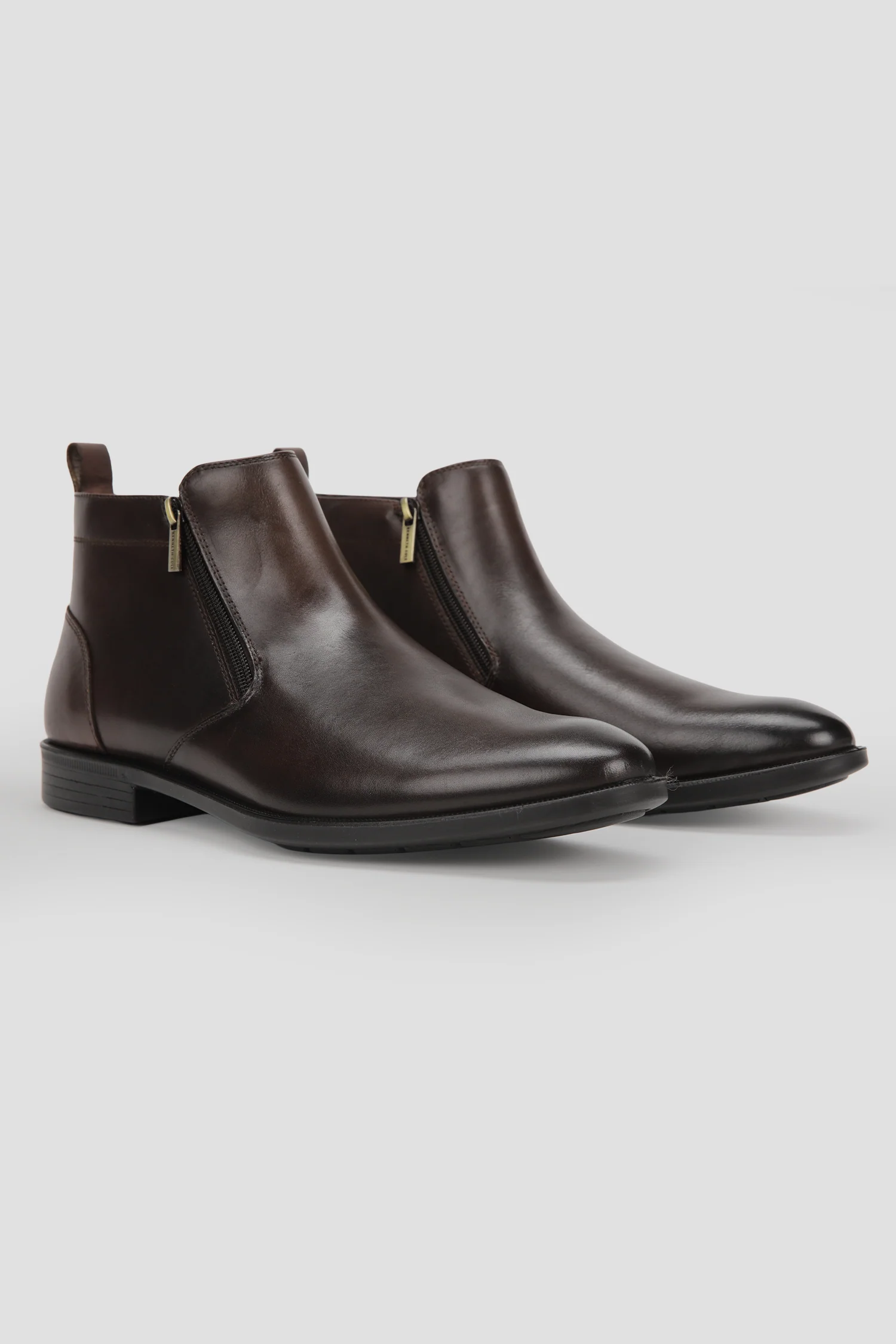 Leather Double Zip Ankle Boots - Image 8