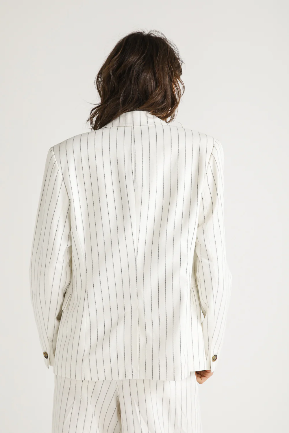 Pinstripe One Button Blazer - Image 6