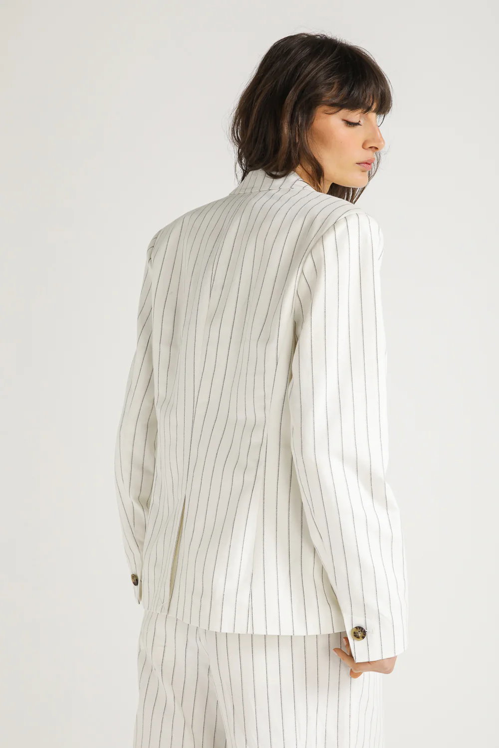 Pinstripe One Button Blazer - Image 7