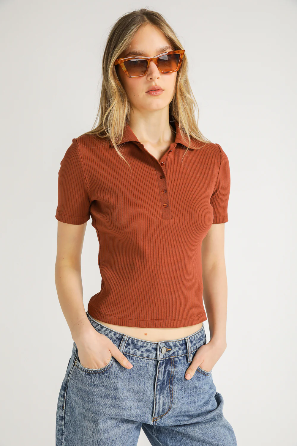 Ribbed Polo Top - Image 12