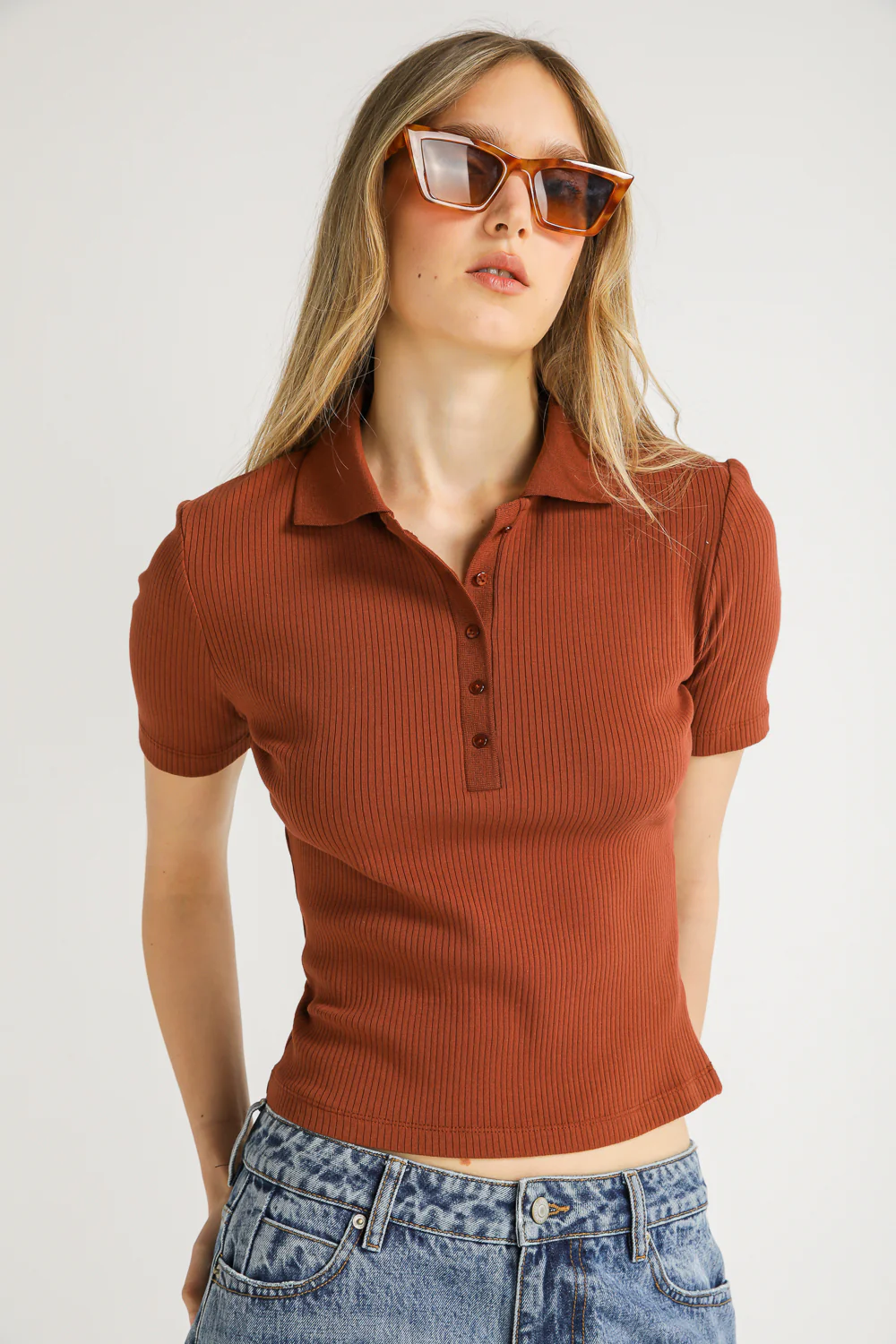 Ribbed Polo Top - Image 14
