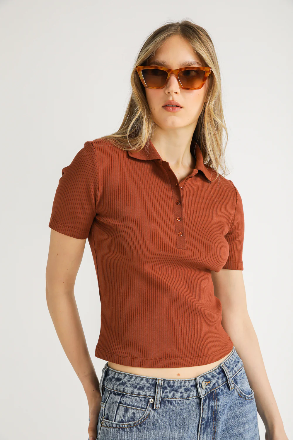 Ribbed Polo Top - Image 17