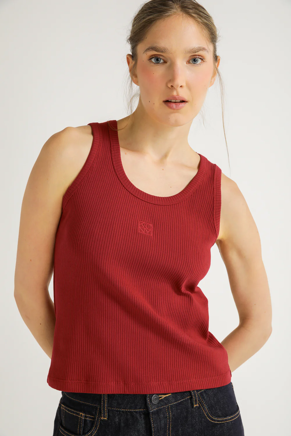 Rib Knit Tank Top With Logo - Image 4