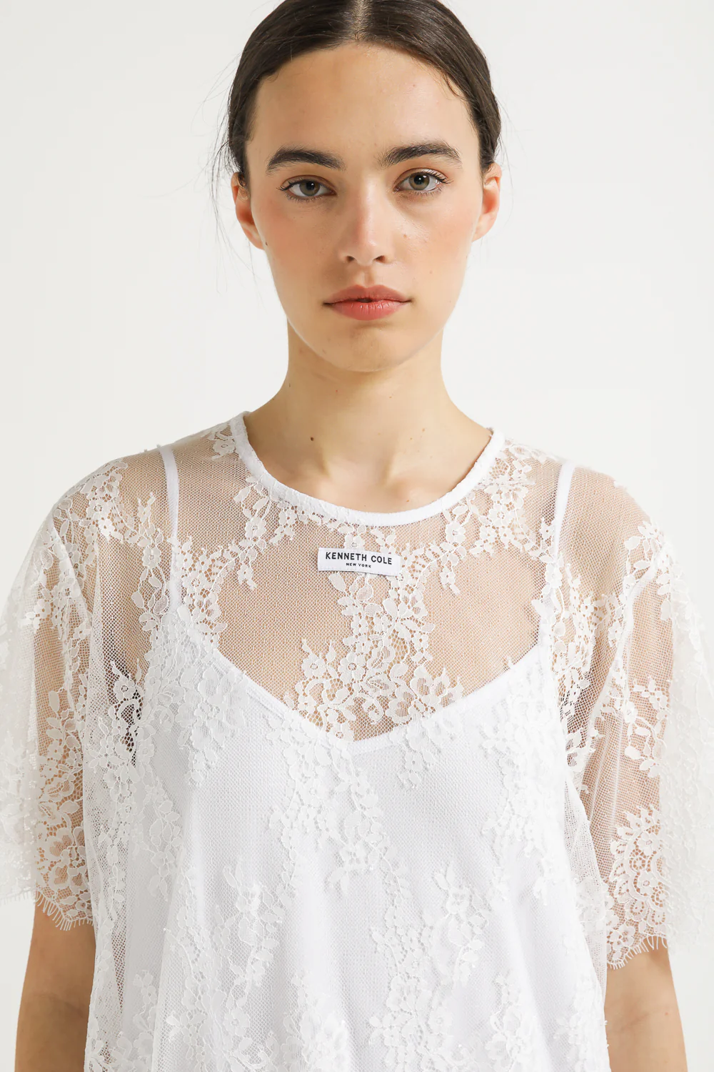 Satin shirt with lace - Image 3