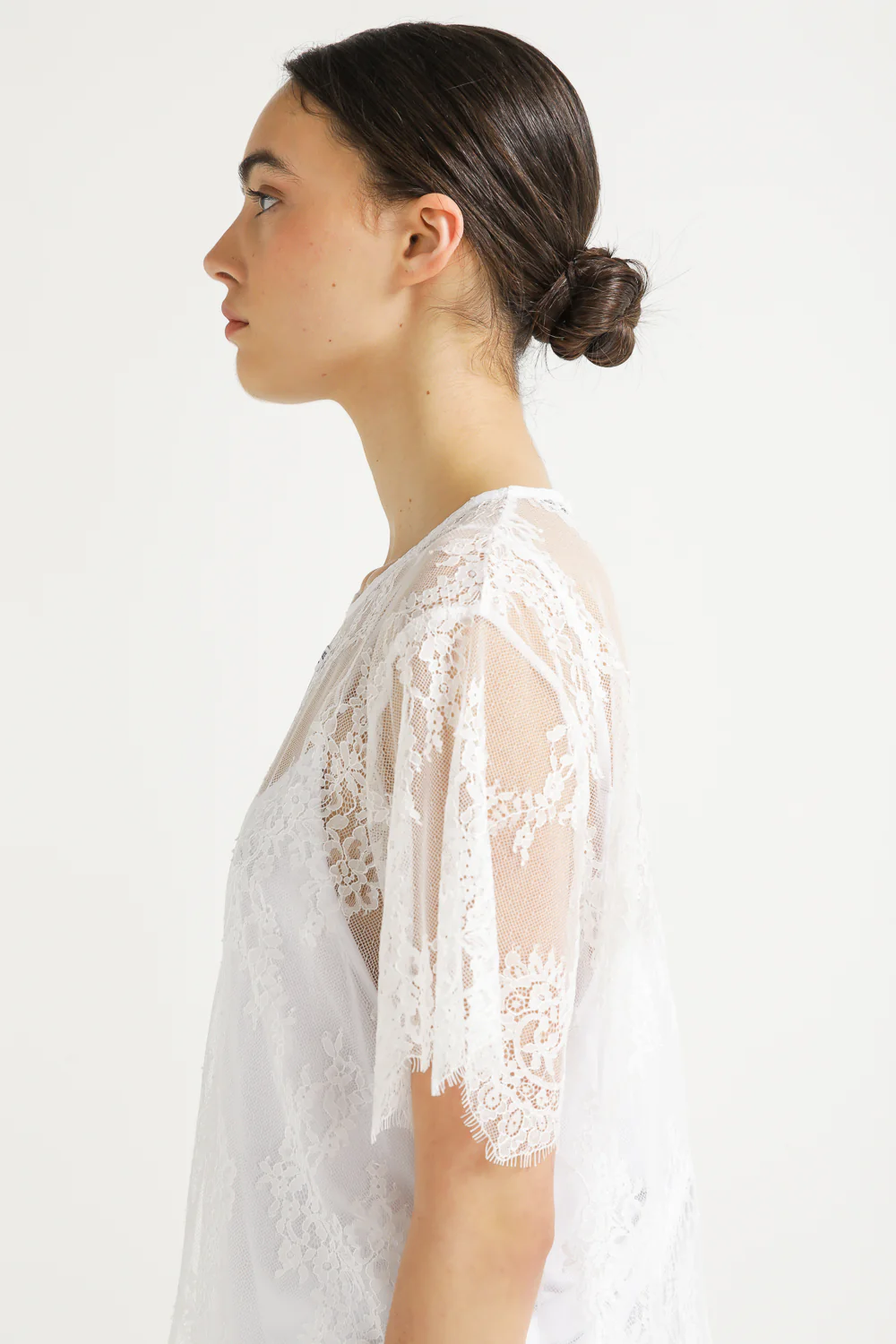 Satin shirt with lace - Image 4
