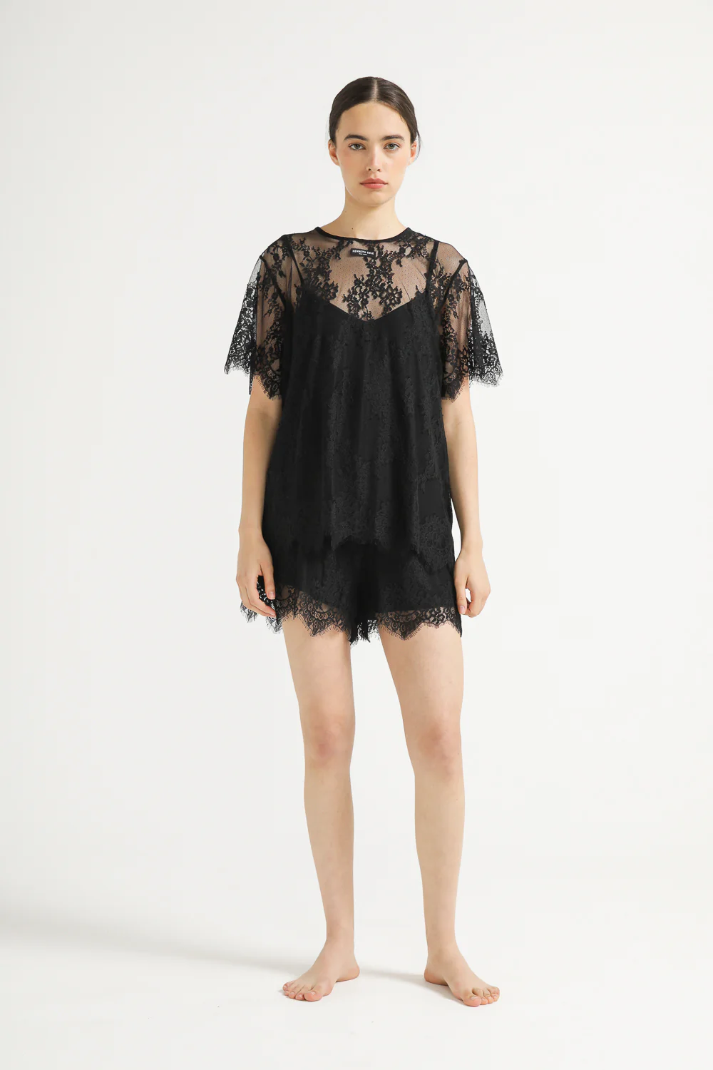 Satin shirt with lace - Image 7
