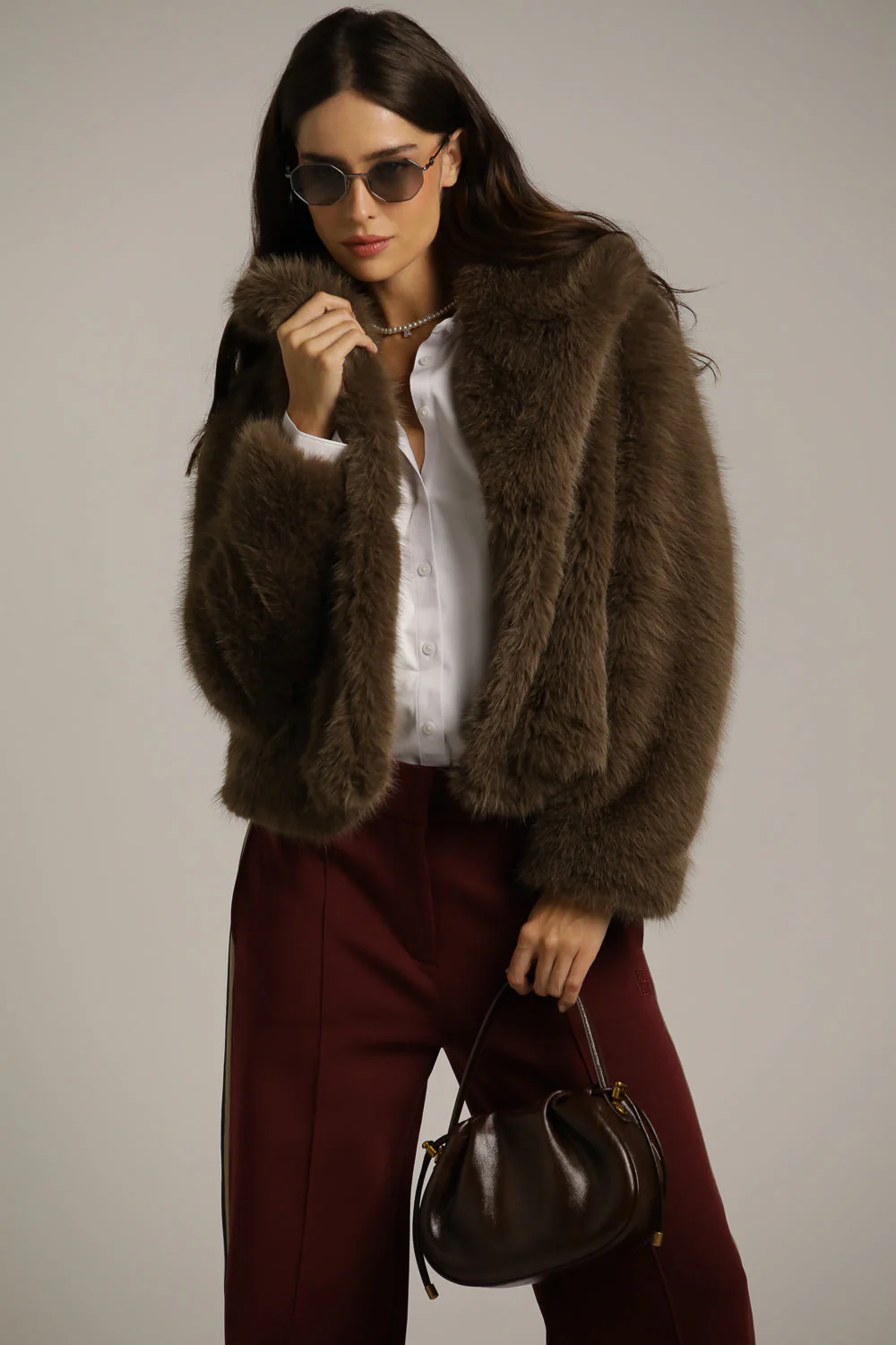 Cropped Faux Fur Coat
