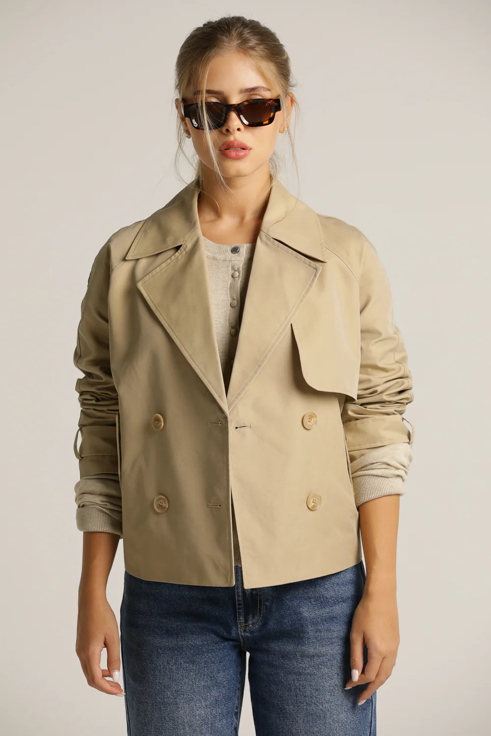 Cropped Trench Coat - Image 3