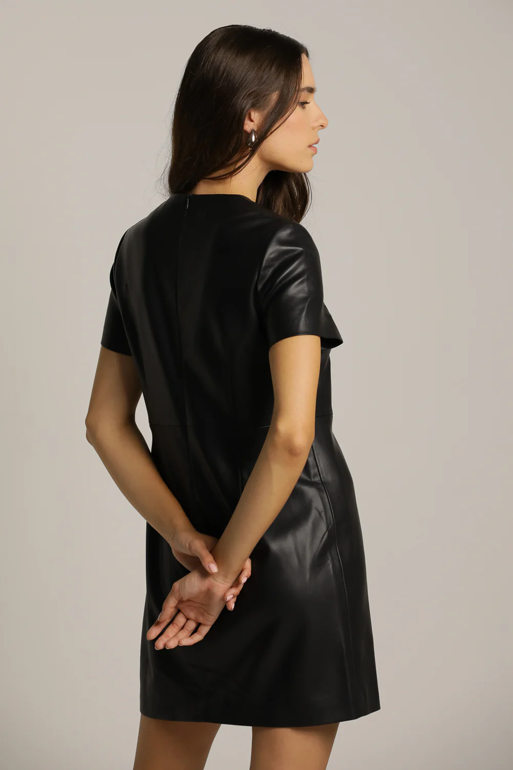 Faux Leather Mini Dress - Image 4