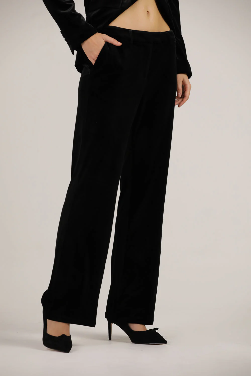 Straight Fit Velvet Trousers - Image 2
