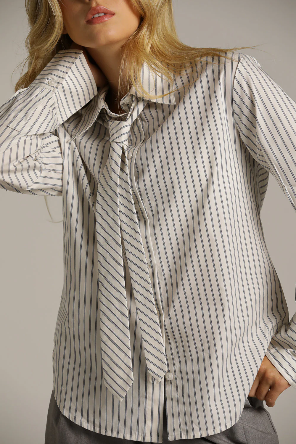 Tie Front Striped Blouse - Image 2