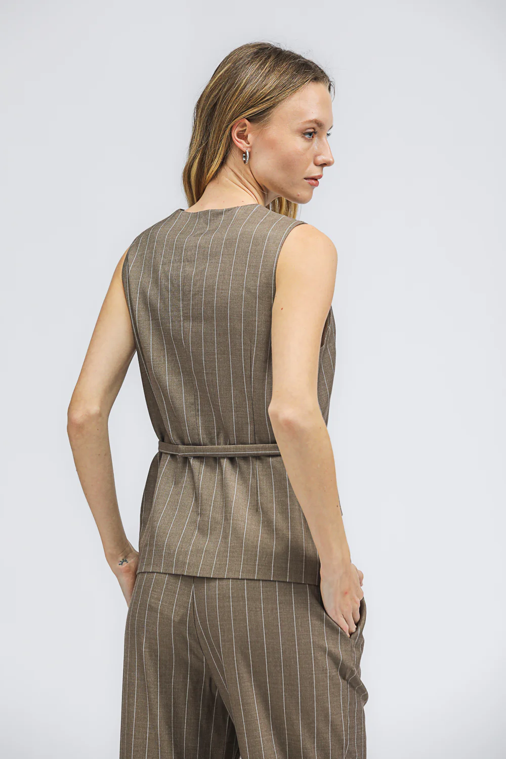 Stripped Belted Vest - Image 6