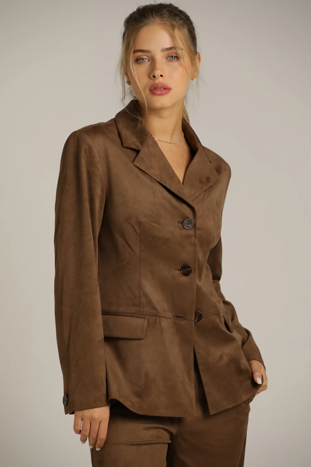 Faux Suede Blazer