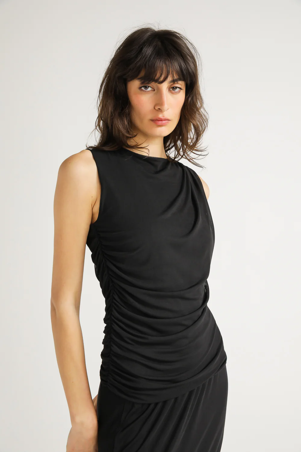Top With Side Gathering From Soft Mesh