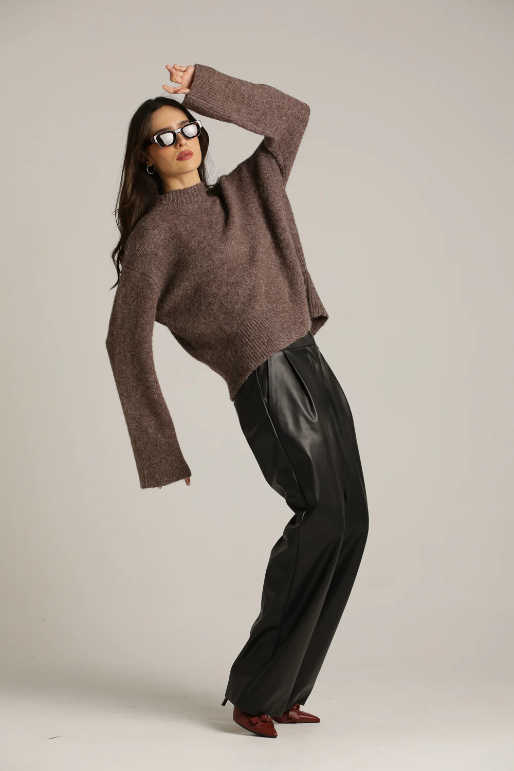 High Neck Long Sleeve Knit Top