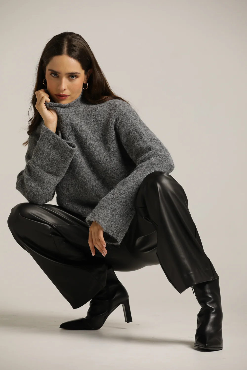 High Neck Long Sleeve Knit Top - Image 5
