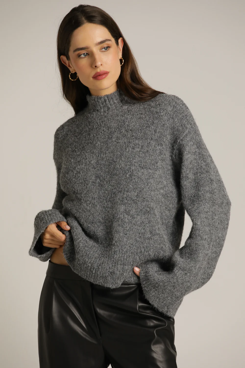 High Neck Long Sleeve Knit Top - Image 6