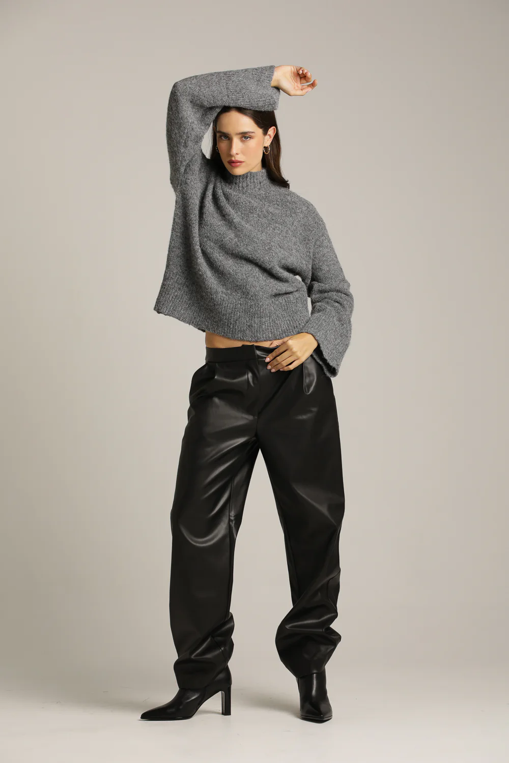 High Neck Long Sleeve Knit Top - Image 9
